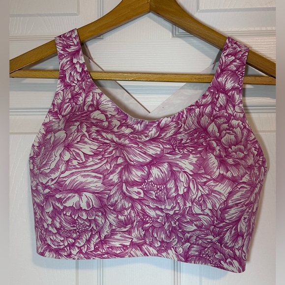 Lululemon Enlite running supportive floral white pink sports bra- 34E - Picture 4 of 11